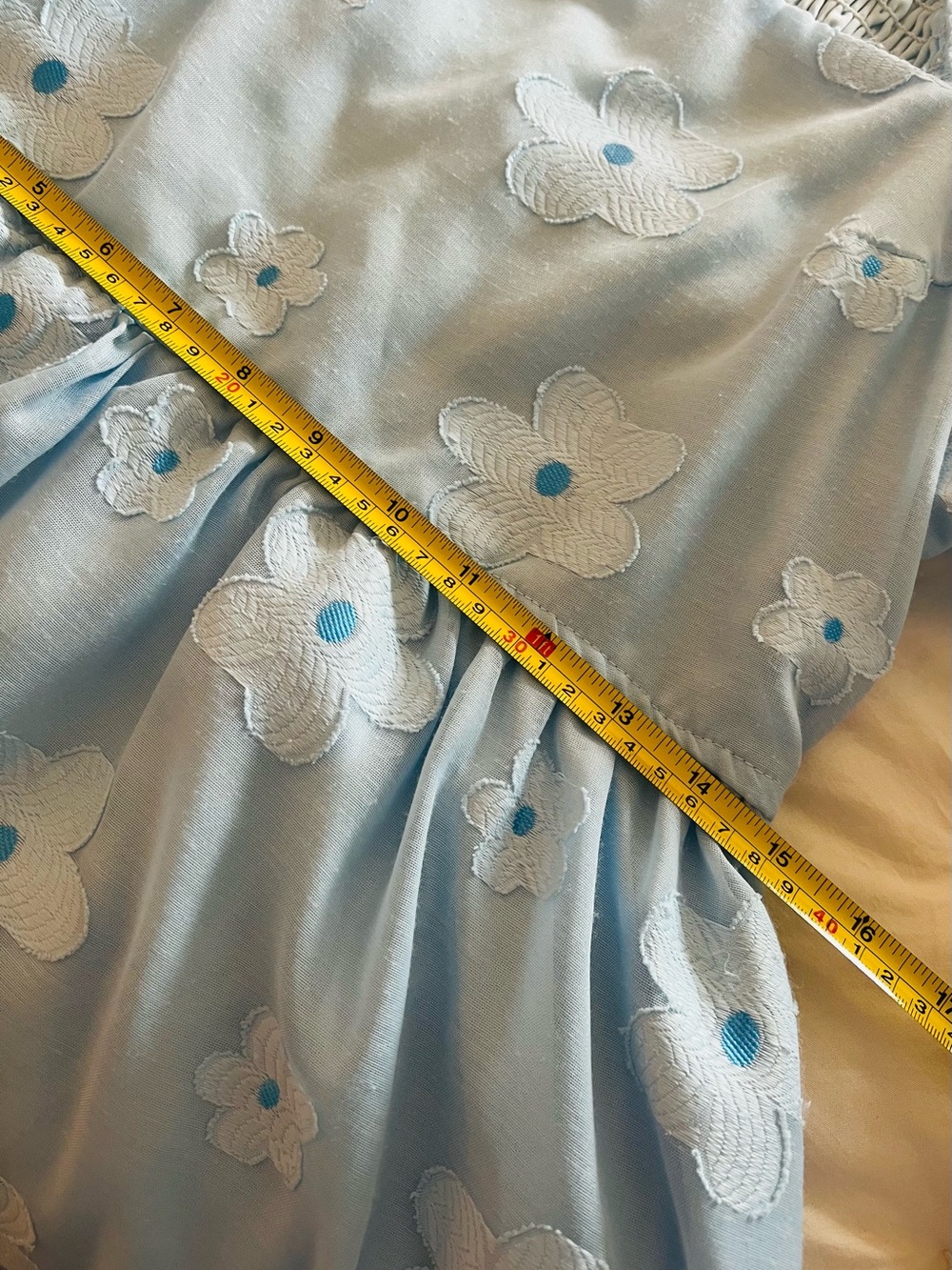 Blue Floral Puff-Sleeve Dress with Square Neck - Picture 3 of 11